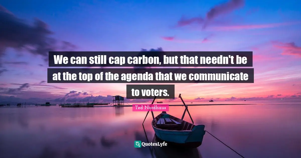 We can still cap carbon, but that needn't be at the top of the agenda that we communicate to voters.