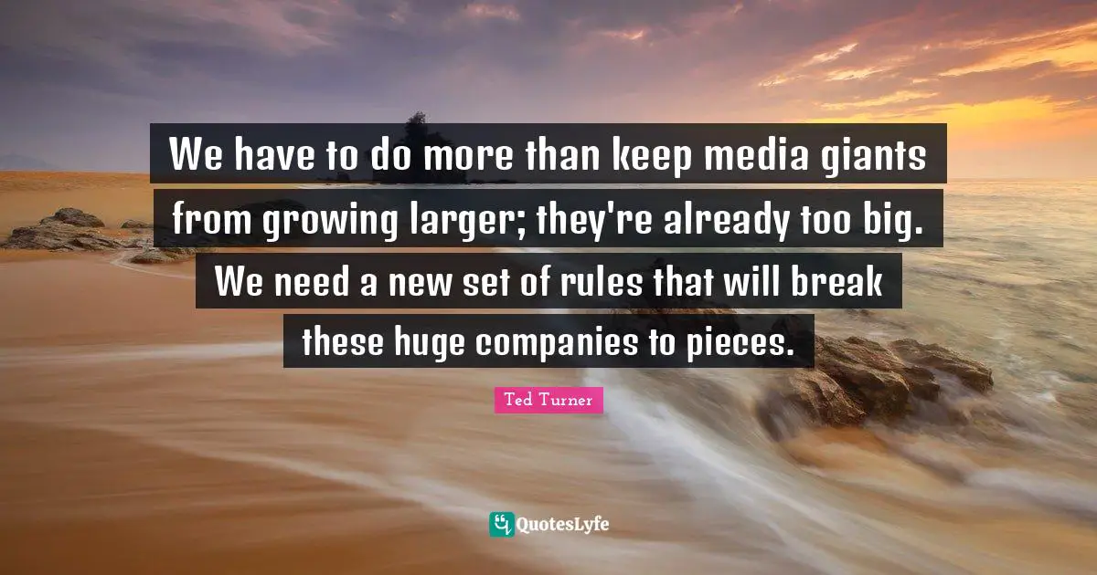 We have to do more than keep media giants from growing larger; they're already too big. We need a new set of rules that will break these huge companies to pieces.