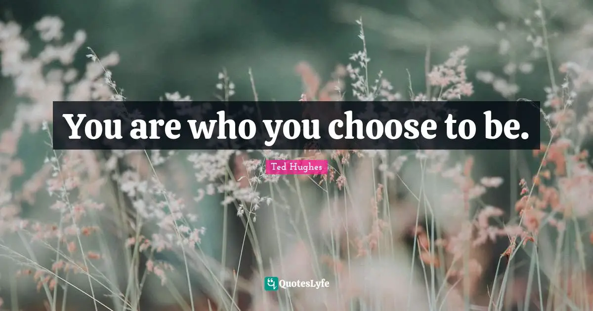 Ted Hughes Quotes: "You are who you choose to be."