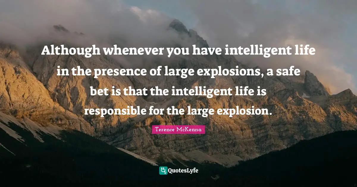 Explosions Quotes: "Although whenever you have intelligent life in the presence of large explosions, a safe bet is that the intelligent life is responsible for the large explosion."