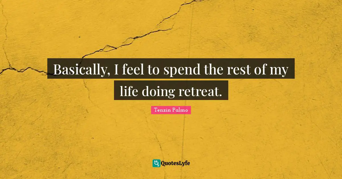 Basically, I feel to spend the rest of my life doing retreat.