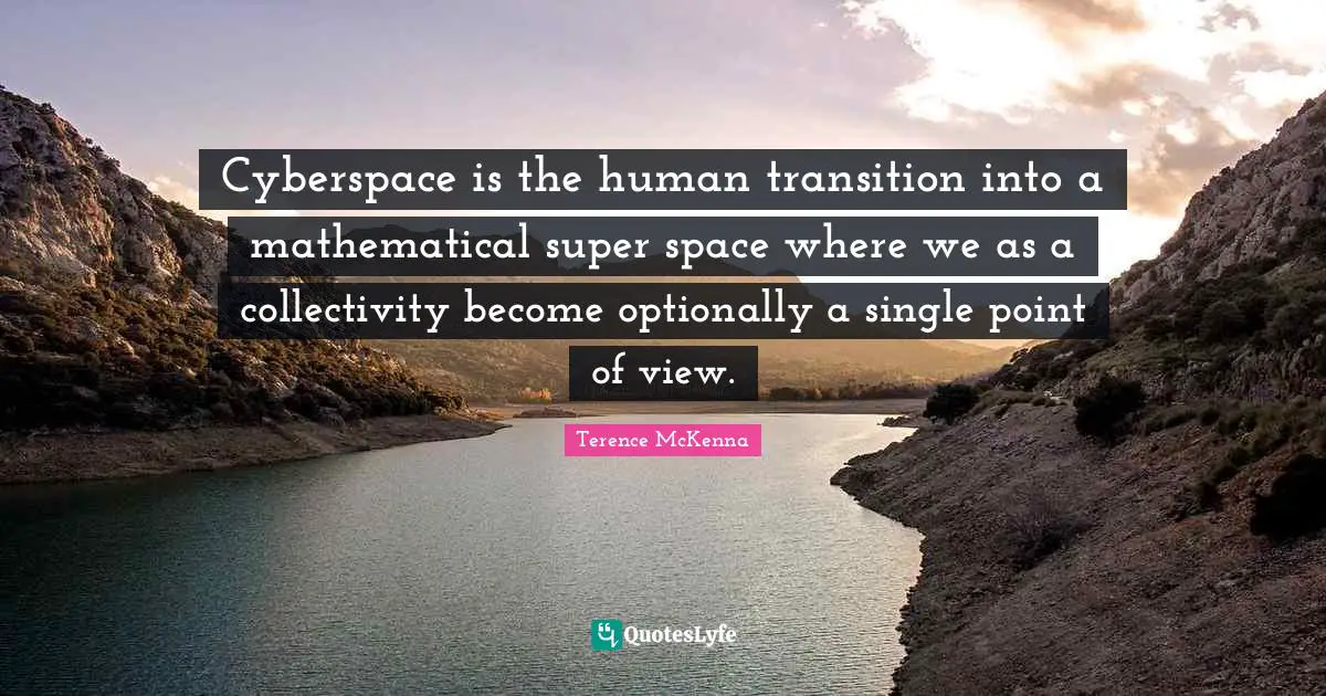 Cyberspace Quotes: "Cyberspace is the human transition into a mathematical super space where we as a collectivity become optionally a single point of view."