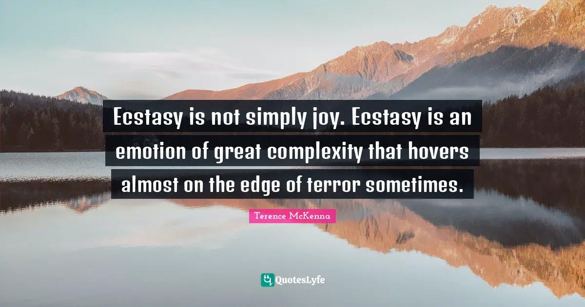 Ecstasy is not simply joy. Ecstasy is an emotion of great complexity that hovers almost on the edge of terror sometimes.