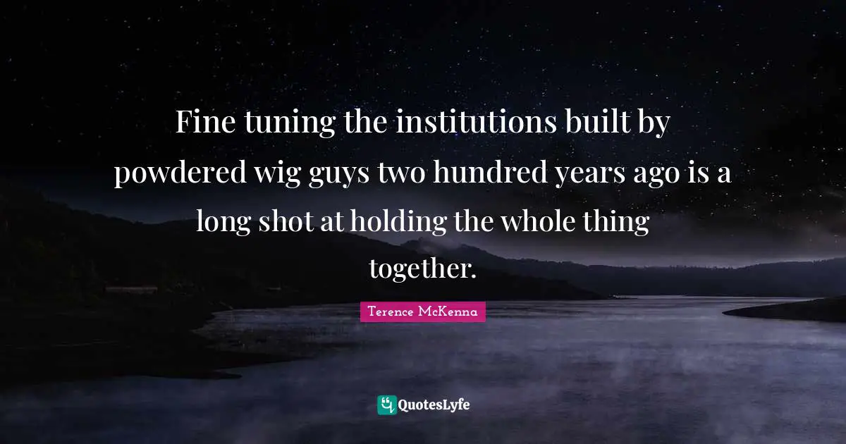 Fine tuning the institutions built by powdered wig guys two hundred years ago is a long shot at holding the whole thing together.