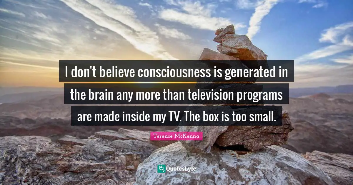 Television Quotes: "I don't believe consciousness is generated in the brain any more than television programs are made inside my TV. The box is too small."