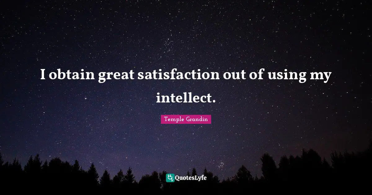 I obtain great satisfaction out of using my intellect.