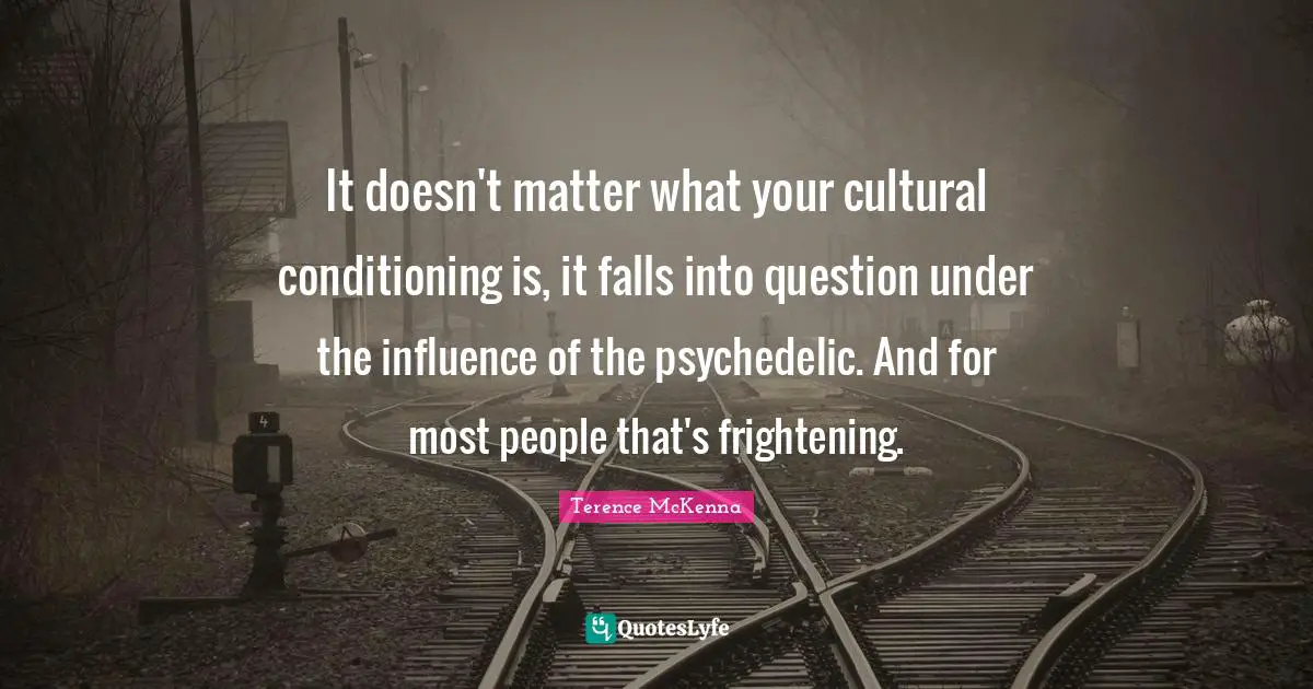 It doesn't matter what your cultural conditioning is, it falls into question under the influence of the psychedelic. And for most people that's frightening.
