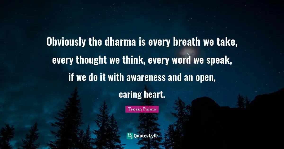 Obviously the dharma is every breath we take, every thought we think, every word we speak, if we do it with awareness and an open, caring heart.