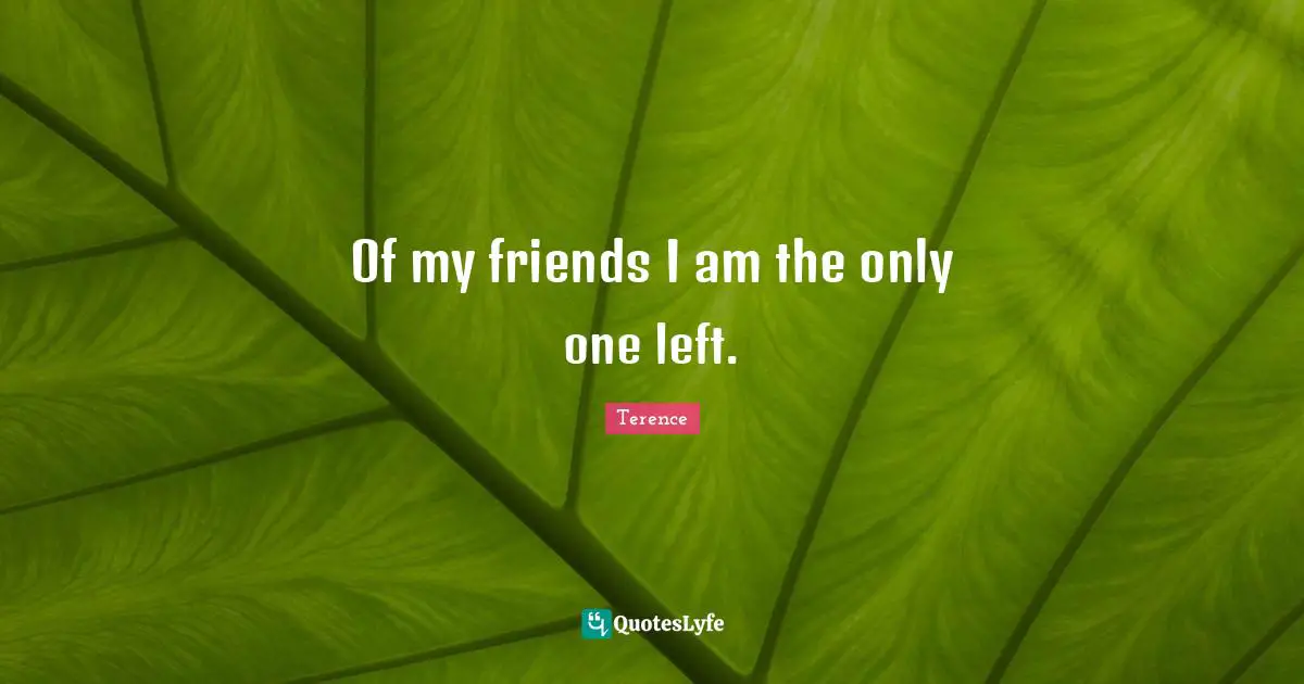 Of my friends I am the only one left.
