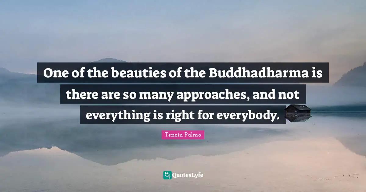 One of the beauties of the Buddhadharma is there are so many approaches, and not everything is right for everybody.
