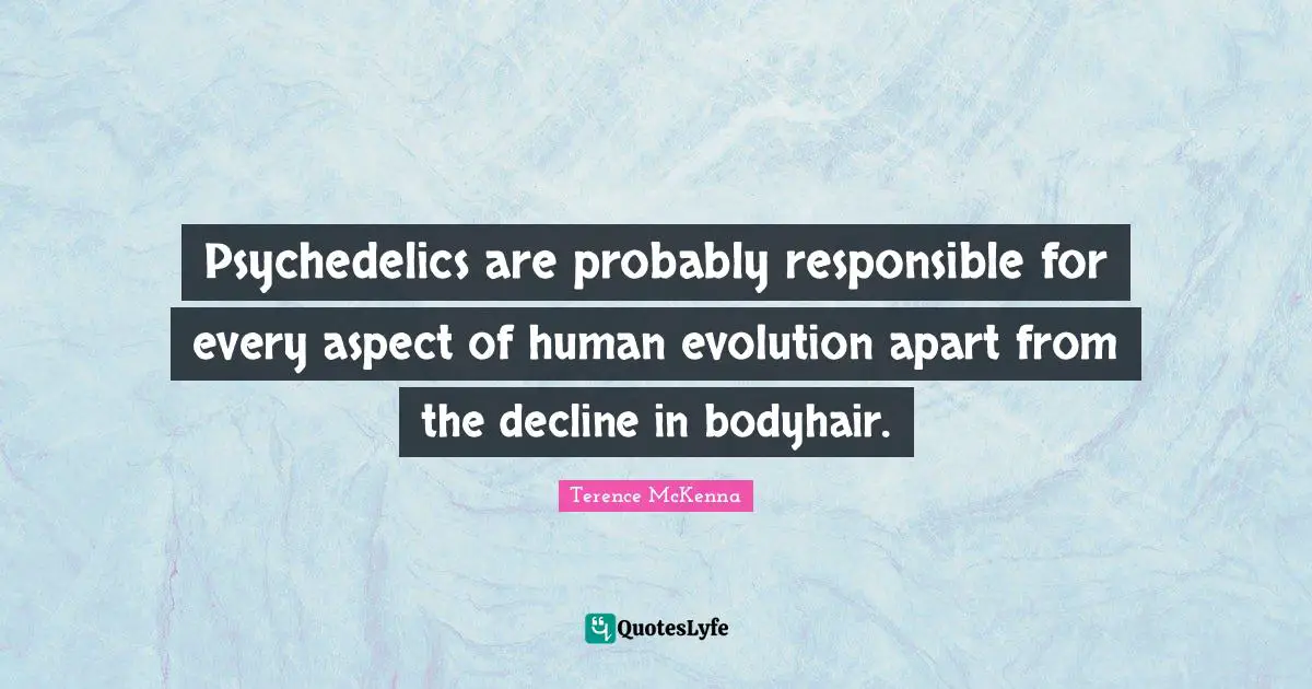 Psychedelics are probably responsible for every aspect of human evolution apart from the decline in bodyhair.