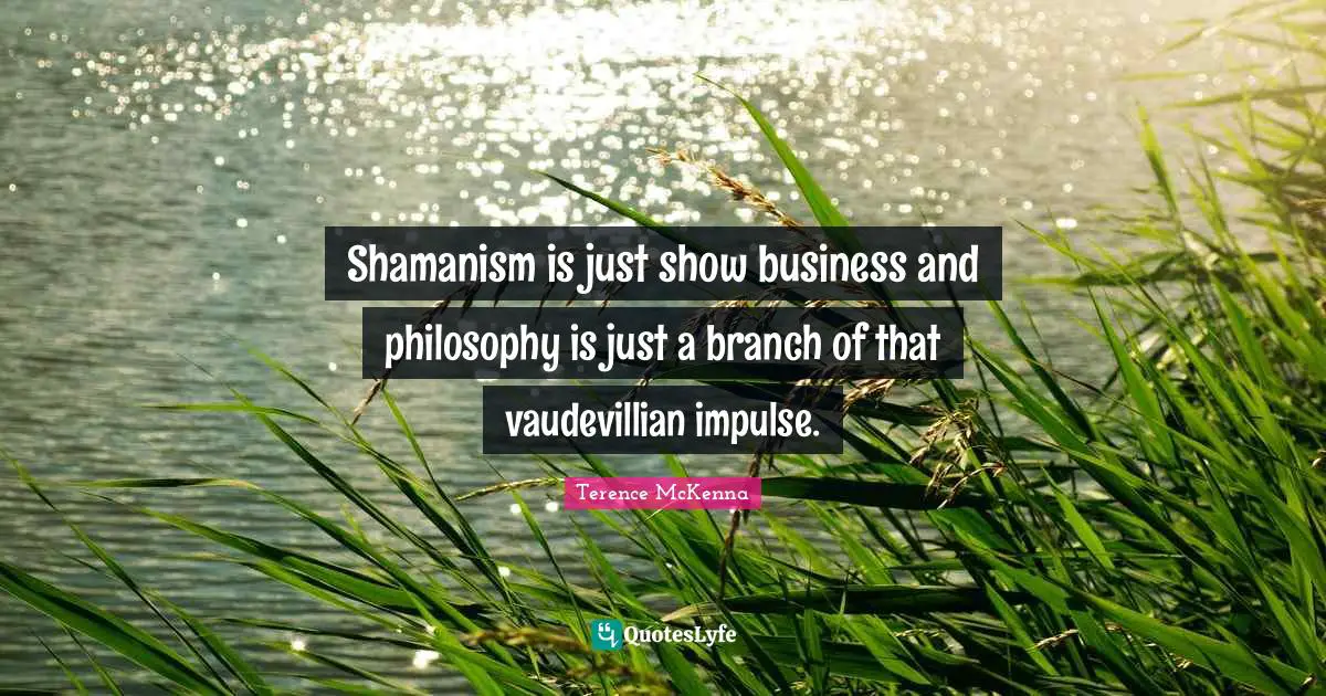 Shamanism is just show business and philosophy is just a branch of that vaudevillian impulse.