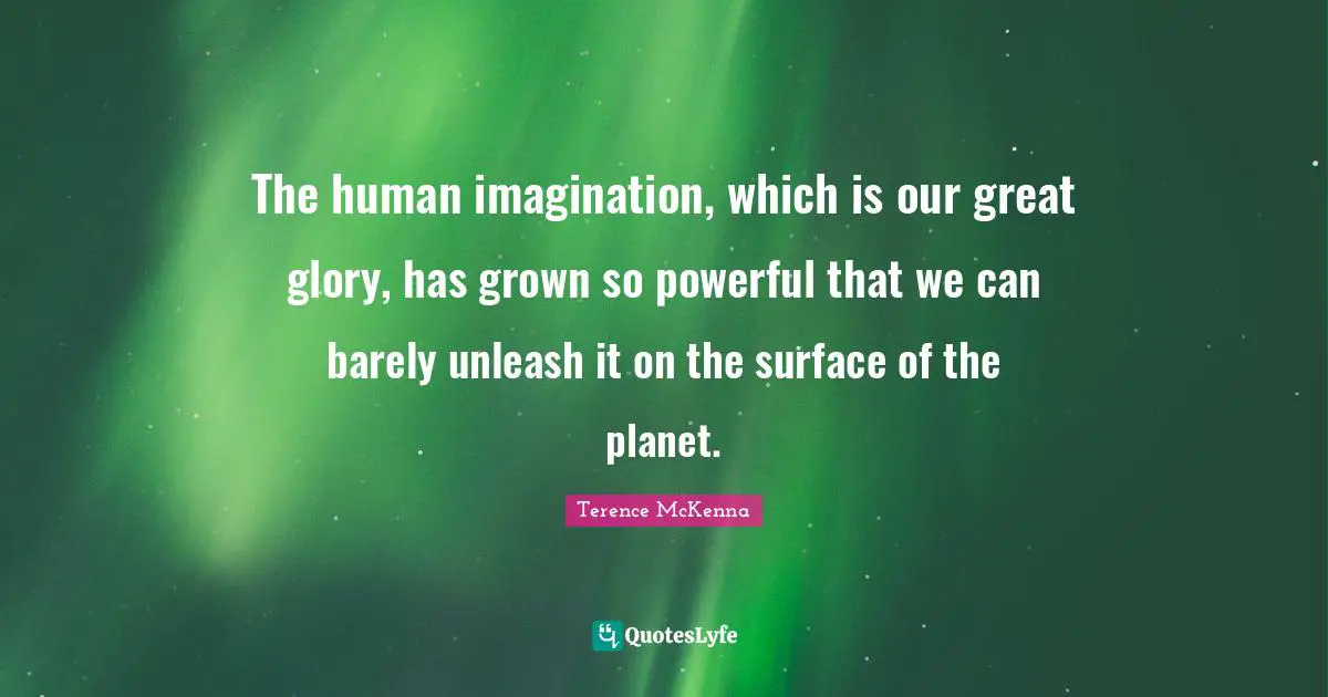 The human imagination, which is our great glory, has grown so powerful that we can barely unleash it on the surface of the planet.