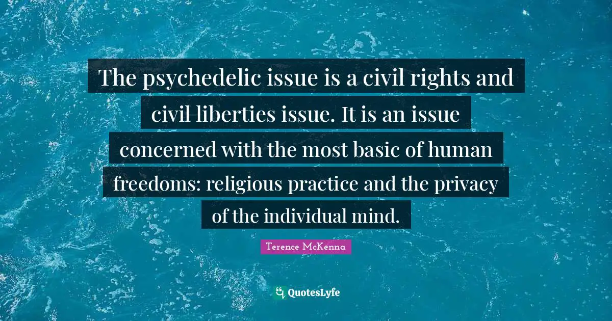 The psychedelic issue is a civil rights and civil liberties issue. It is an issue concerned with the most basic of human freedoms: religious practice and the privacy of the individual mind.