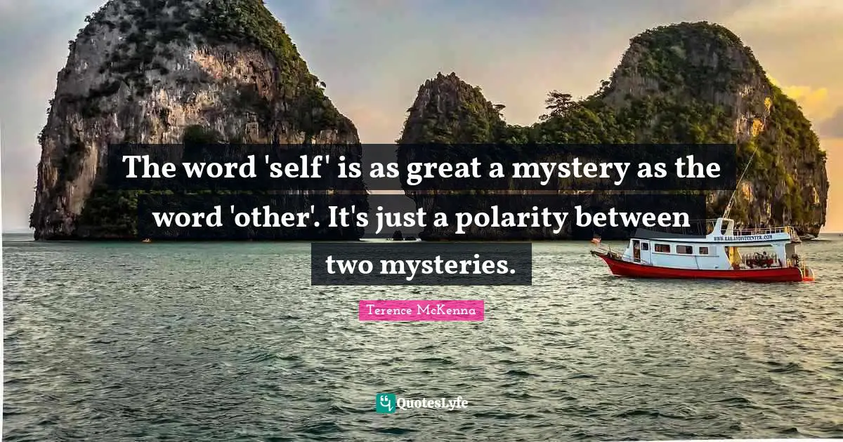 The word 'self' is as great a mystery as the word 'other'. It's just a polarity between two mysteries.