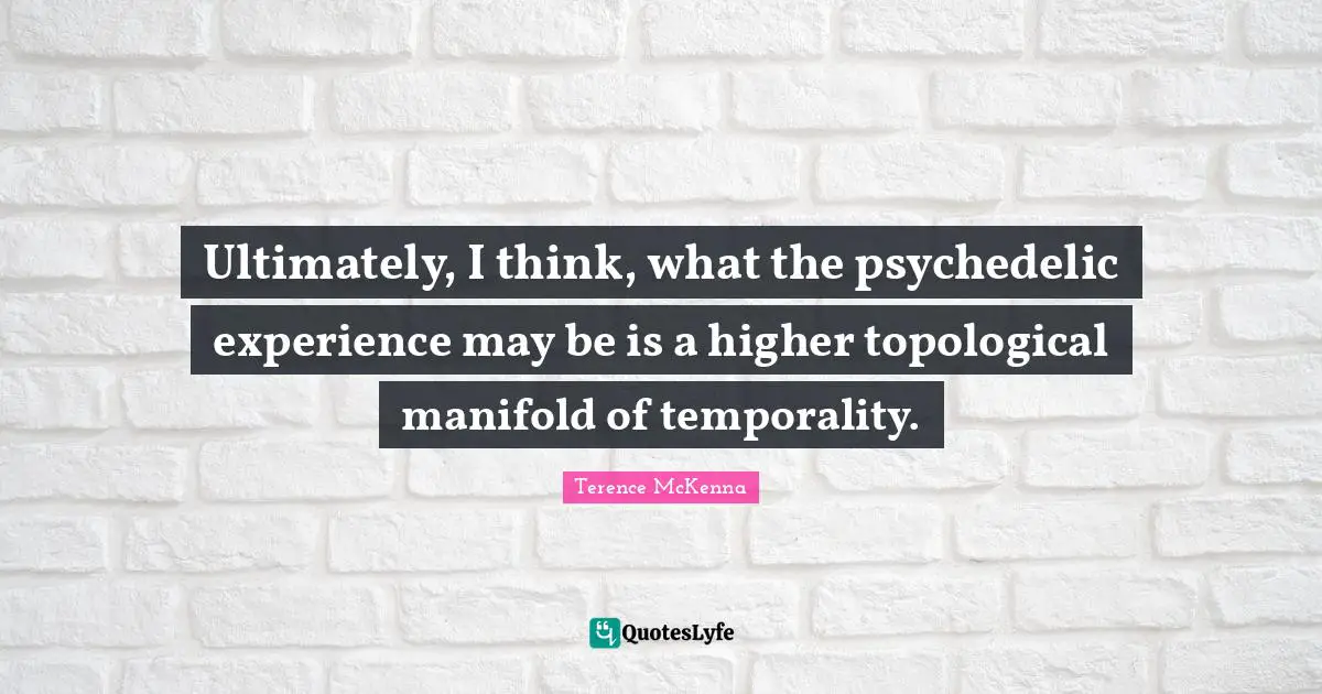 Ultimately, I think, what the psychedelic experience may be is a higher topological manifold of temporality.