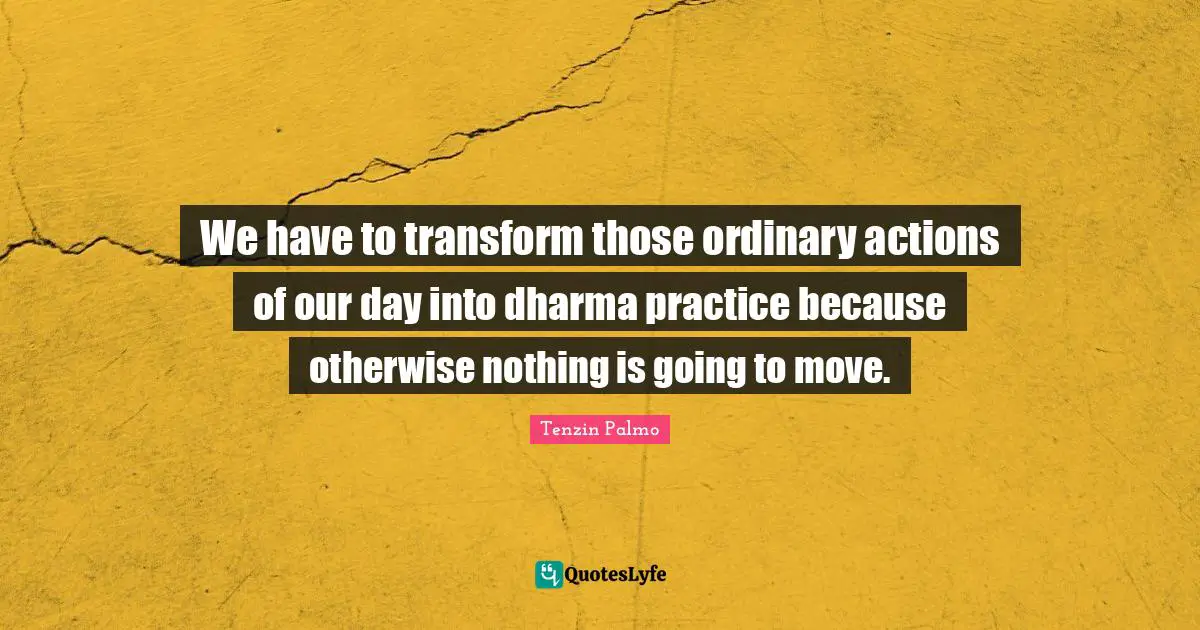 We have to transform those ordinary actions of our day into dharma practice because otherwise nothing is going to move.
