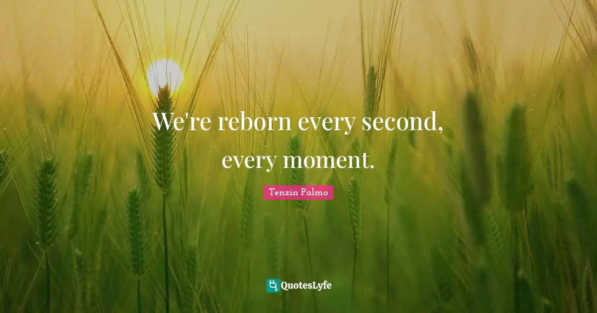 We're reborn every second, every moment.