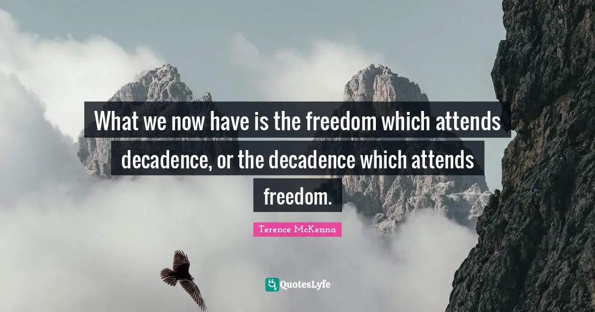What we now have is the freedom which attends decadence, or the decadence which attends freedom.