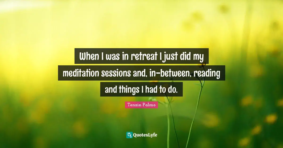 When I was in retreat I just did my meditation sessions and, in-between, reading and things I had to do.