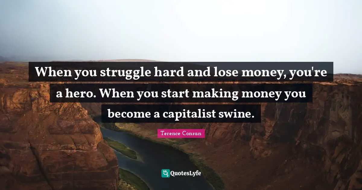 When you struggle hard and lose money, you're a hero. When you start making money you become a capitalist swine.