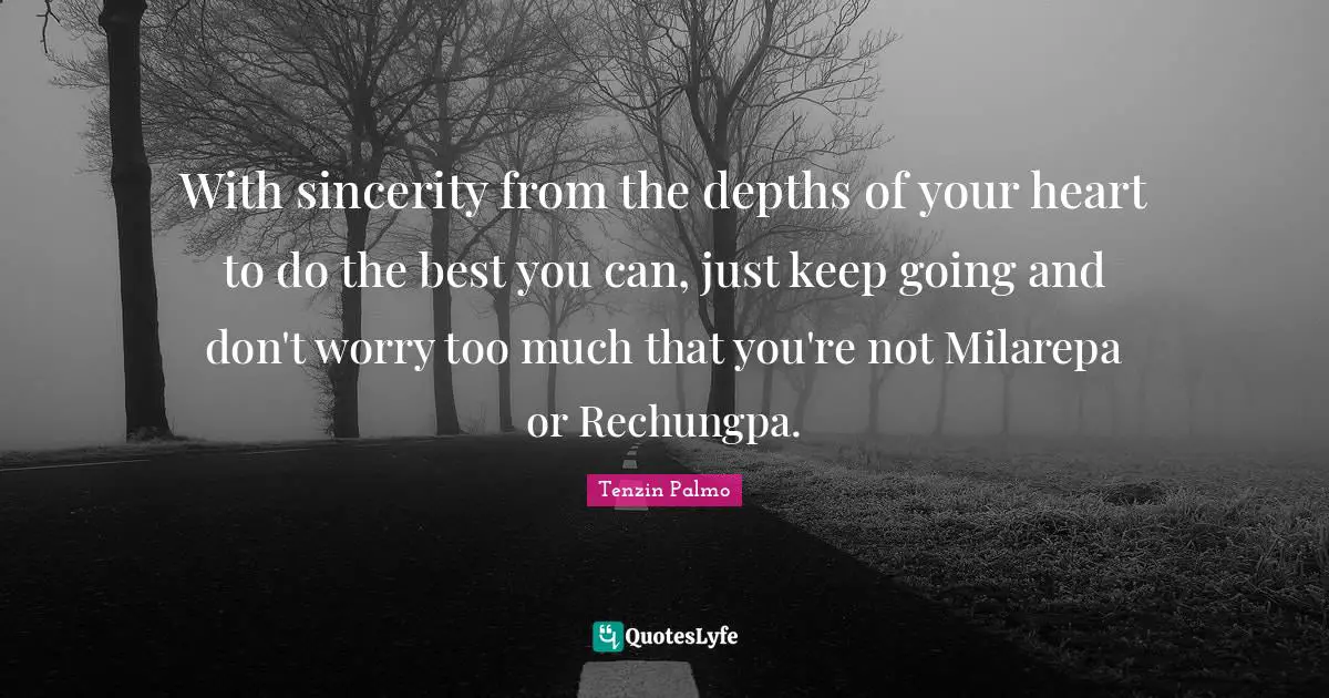 With sincerity from the depths of your heart to do the best you can, just keep going and don't worry too much that you're not Milarepa or Rechungpa.