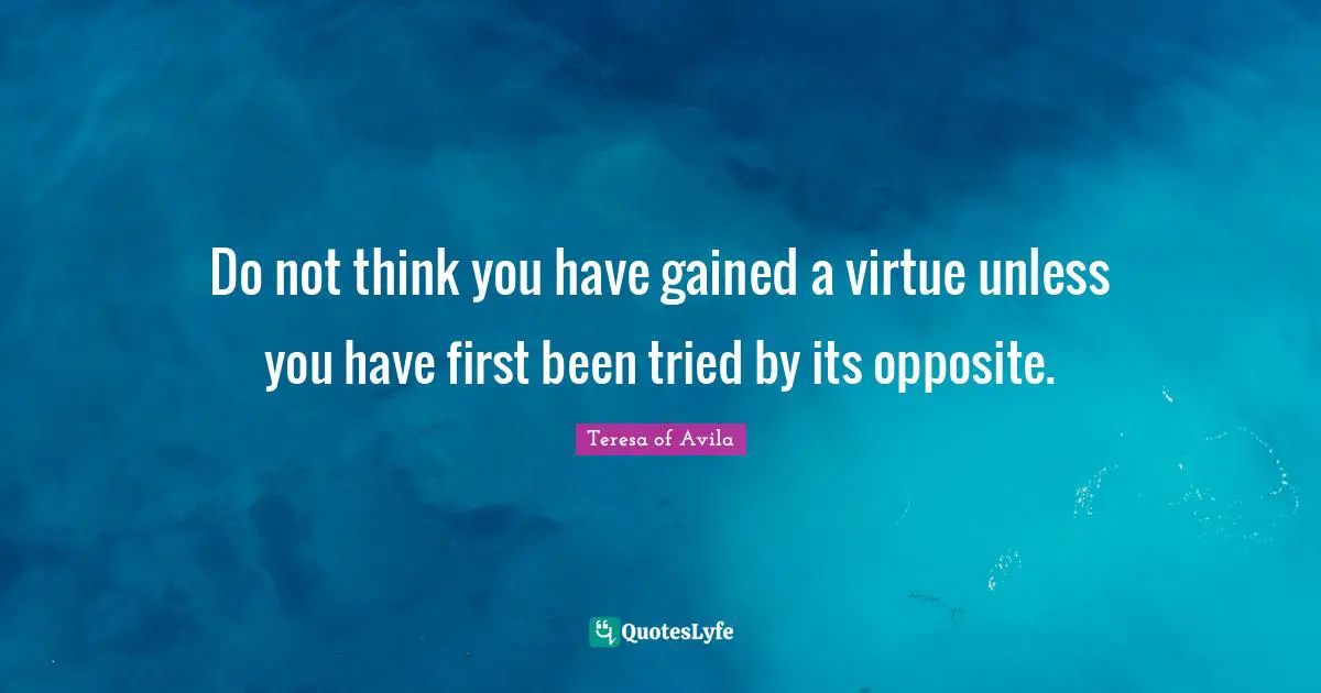 Do not think you have gained a virtue unless you have first been tried by its opposite.