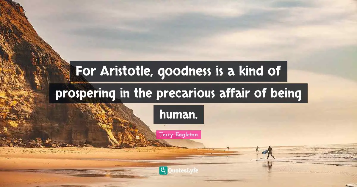 For Aristotle, goodness is a kind of prospering in the precarious affair of being human.