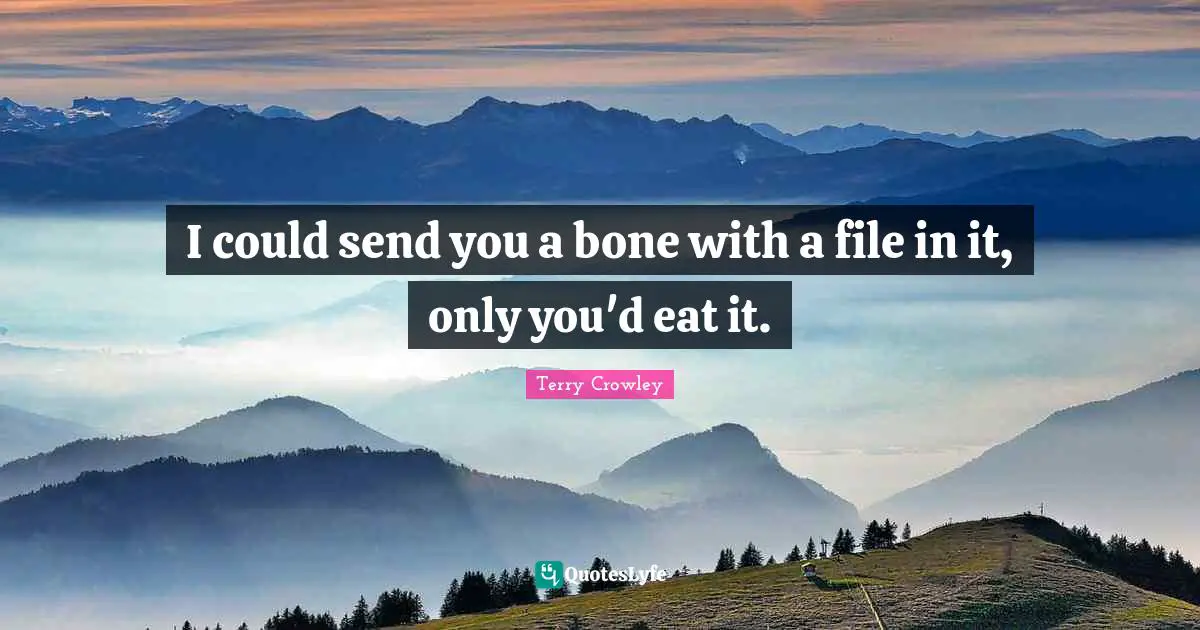 I could send you a bone with a file in it, only you'd eat it.