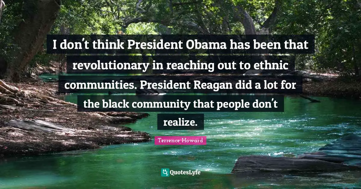 I don't think President Obama has been that revolutionary in reaching out to ethnic communities. President Reagan did a lot for the black community that people don't realize.