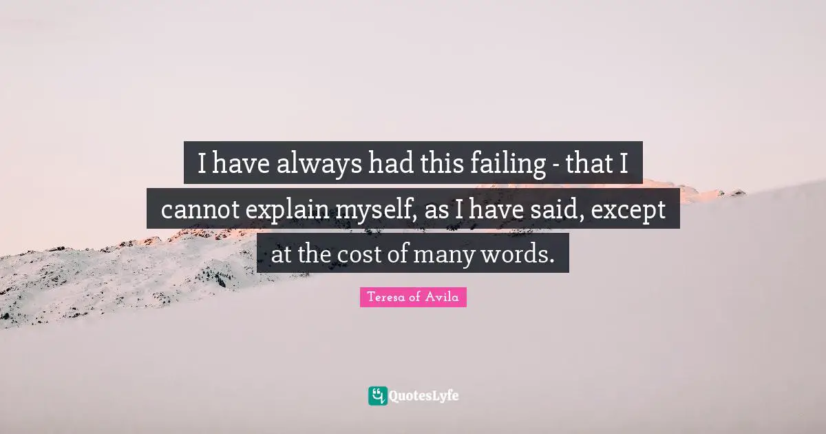 I have always had this failing - that I cannot explain myself, as I have said, except at the cost of many words.