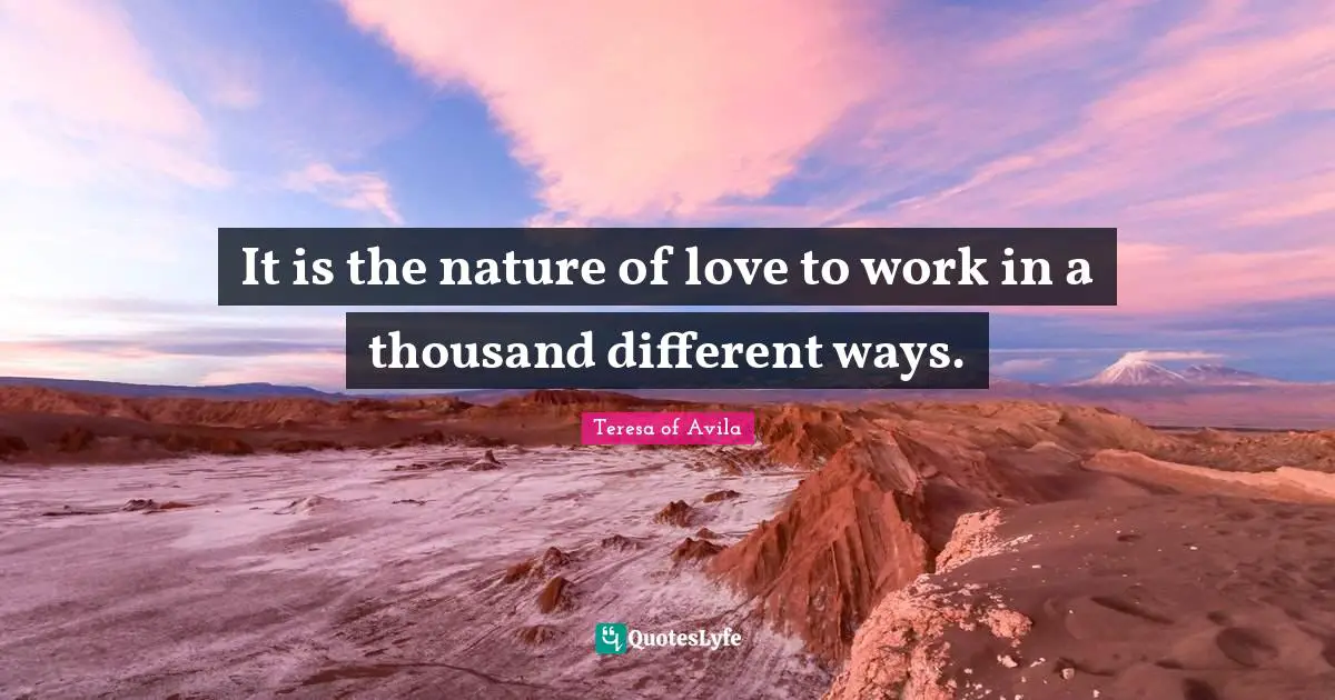 It is the nature of love to work in a thousand different ways.