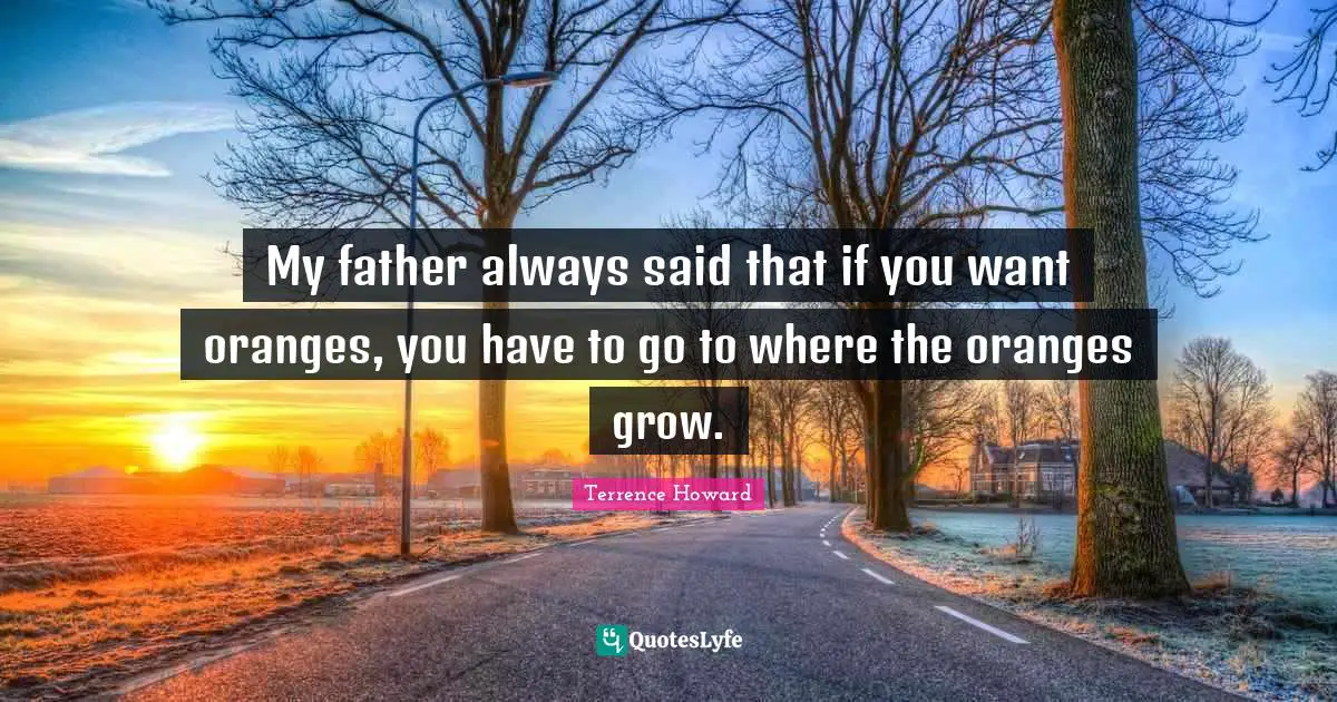 My father always said that if you want oranges, you have to go to where the oranges grow.