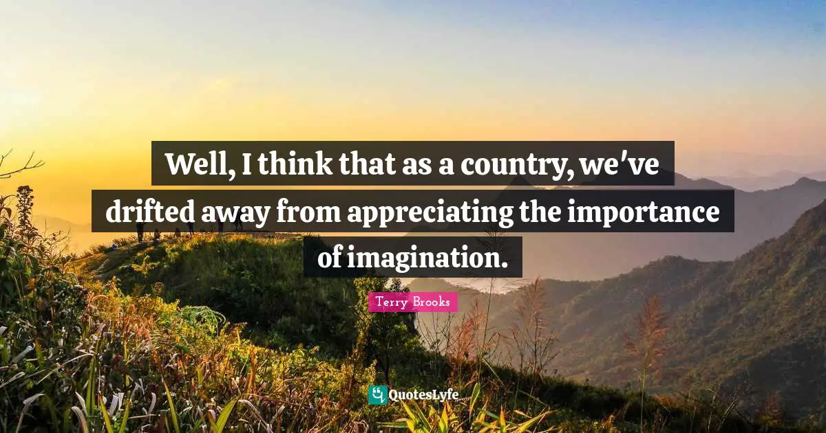 Well, I think that as a country, we've drifted away from appreciating the importance of imagination.