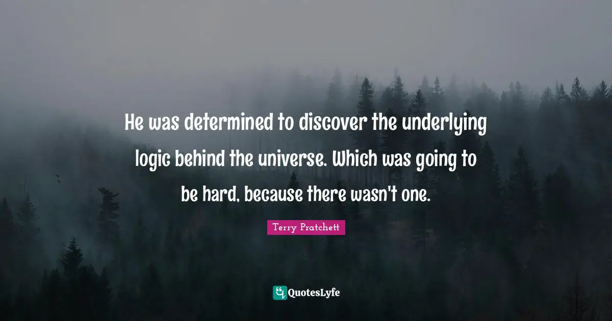 He was determined to discover the underlying logic behind the universe. Which was going to be hard, because there wasn't one.