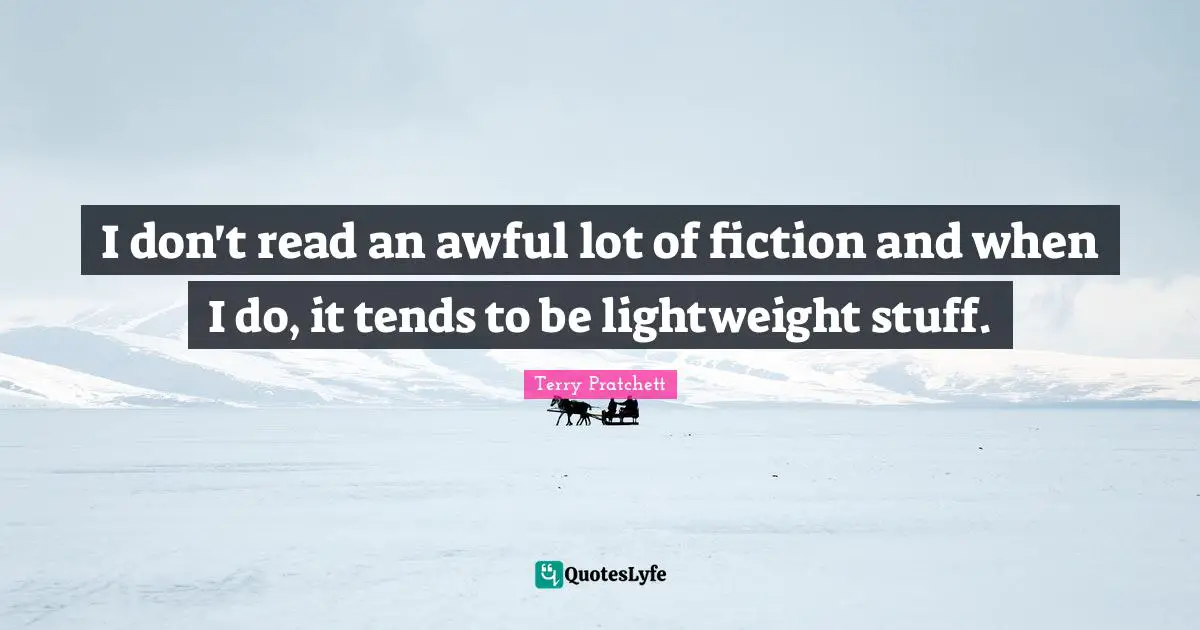 I don't read an awful lot of fiction and when I do, it tends to be lightweight stuff.