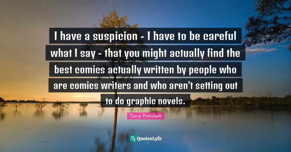 I have a suspicion - I have to be careful what I say - that you might actually find the best comics actually written by people who are comics writers and who aren't setting out to do graphic novels.