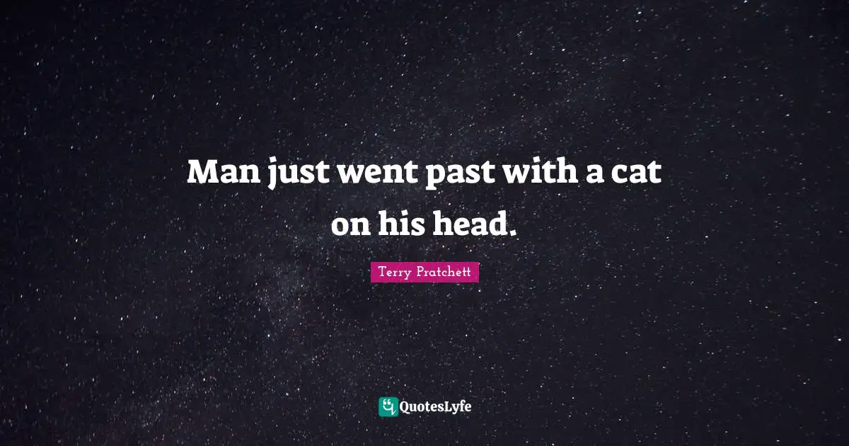 Man just went past with a cat on his head.