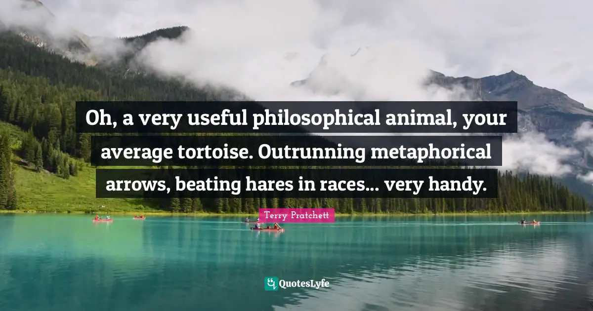 Oh, a very useful philosophical animal, your average tortoise. Outrunning metaphorical arrows, beating hares in races... very handy.