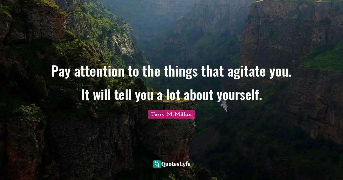 Pay attention to the things that agitate you. It will tell you a lot about yourself.