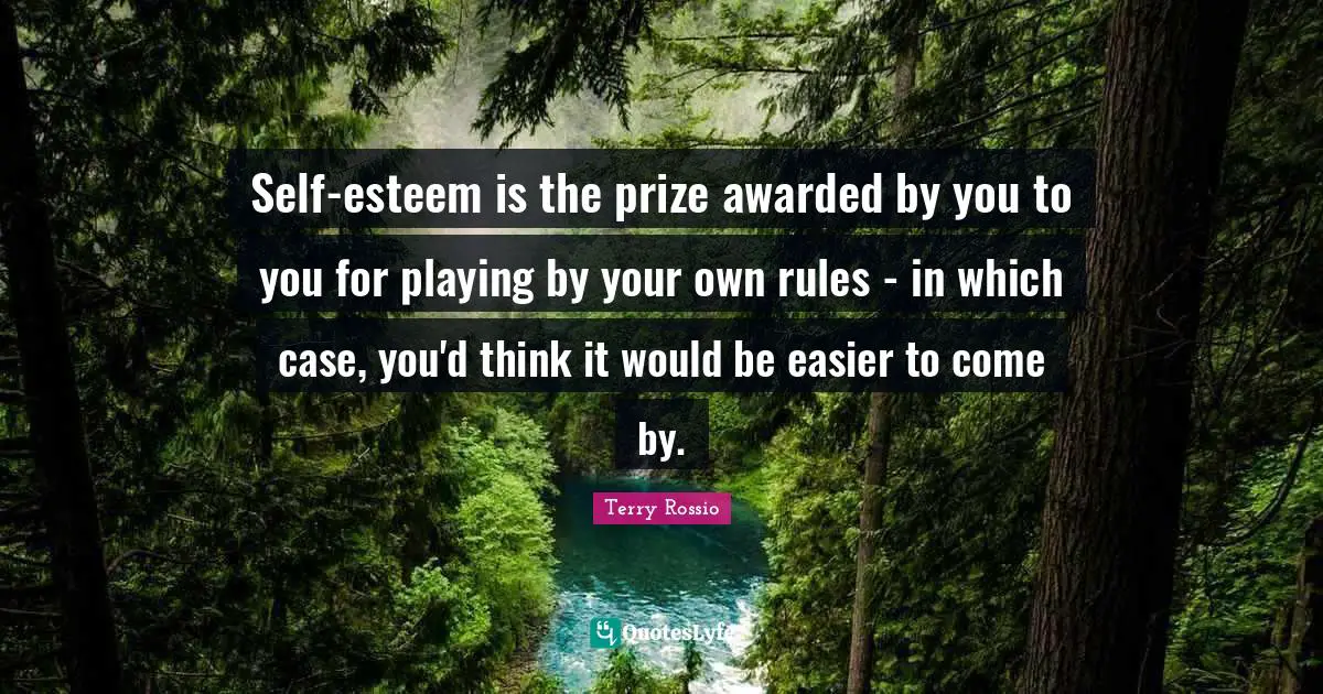 Self-esteem is the prize awarded by you to you for playing by your own rules - in which case, you'd think it would be easier to come by.