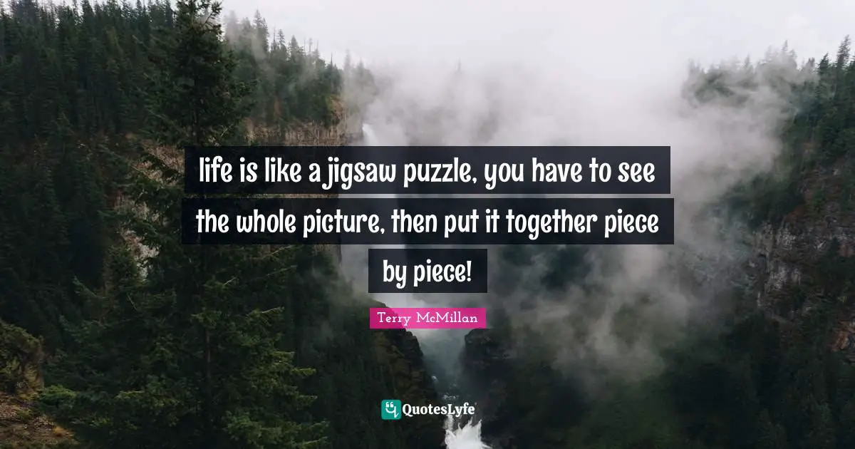 life is like a jigsaw puzzle, you have to see the whole picture, then put it together piece by piece!