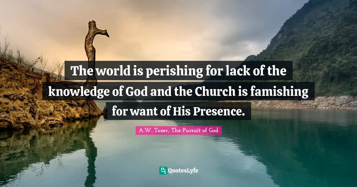 The world is perishing for lack of the knowledge of God and the Church is famishing for want of His Presence.