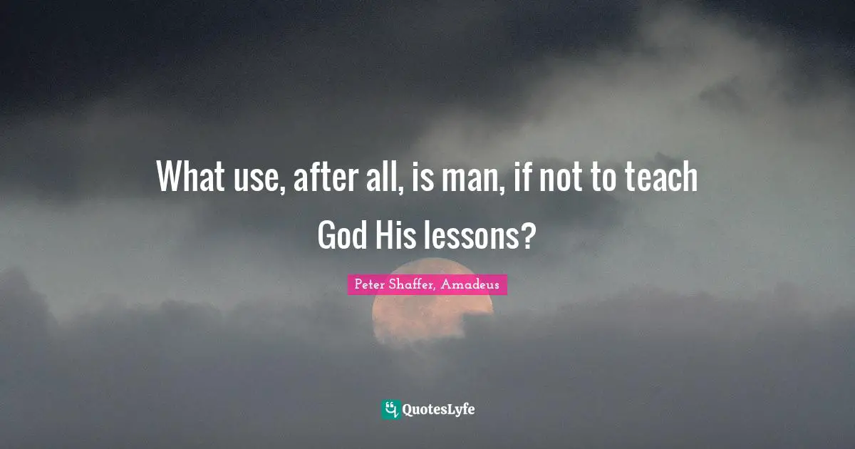 What use, after all, is man, if not to teach God His lessons?