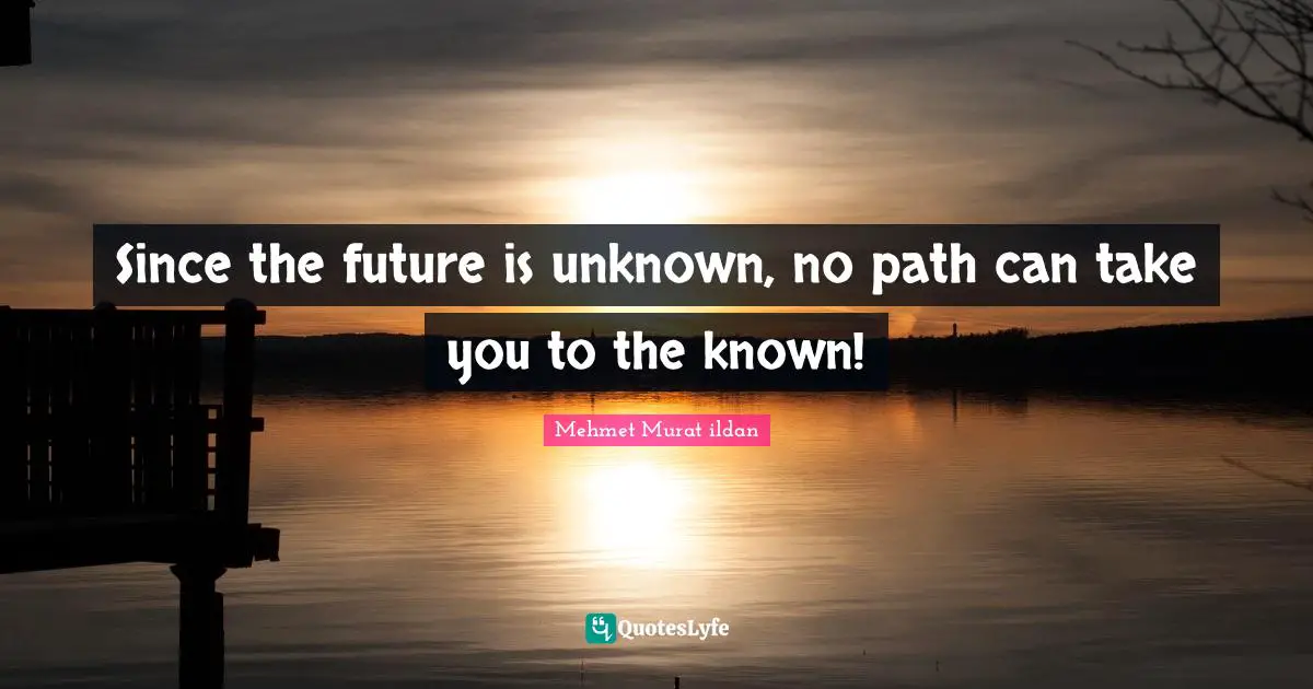 Mehmet Murat ildan Quotes: Since the future is unknown, no path can take you to the known!