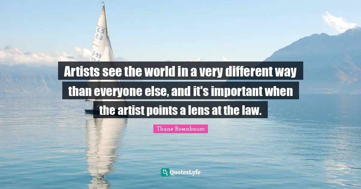 Artists see the world in a very different way than everyone else, and it's important when the artist points a lens at the law.
