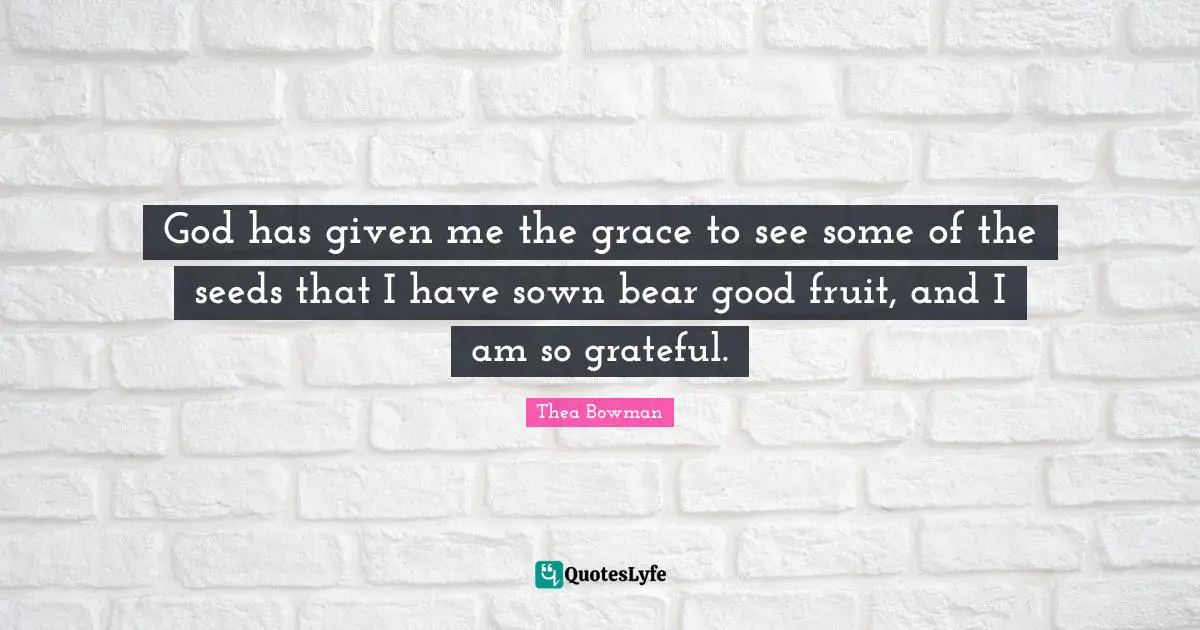 Seeds Quotes: "God has given me the grace to see some of the seeds that I have sown bear good fruit, and I am so grateful."