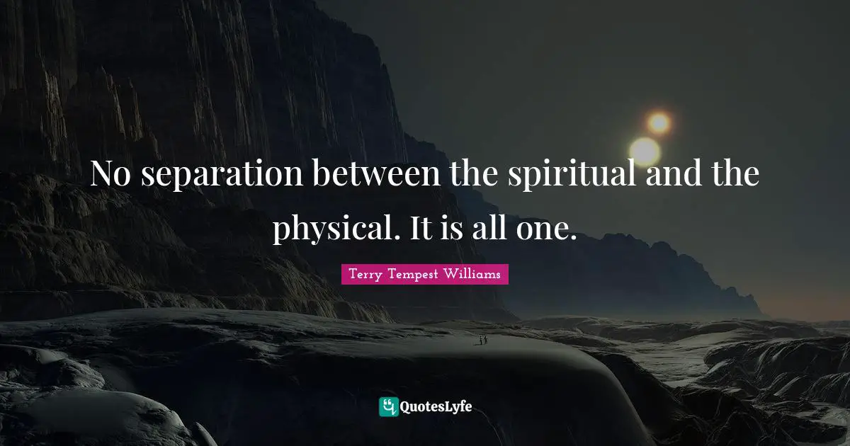 No separation between the spiritual and the physical. It is all one.