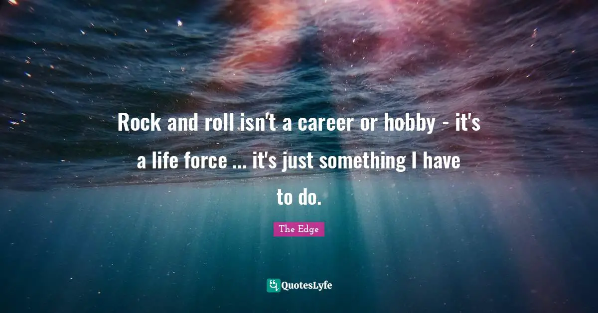 Rock and roll isn't a career or hobby - it's a life force ... it's just something I have to do.