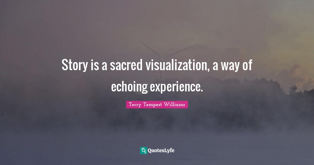 Story is a sacred visualization, a way of echoing experience.